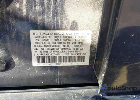 2006 Acura Tsx z USA, uszkodzony, nr VIN JH4CL96826C020567